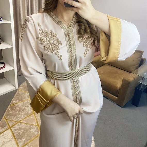 Elegant Moroccan Caftan, Embroidered Kaftan, Engagement Moroccan Dress, Wedding Guest Kuftan, Arabic Trendy Dress, Nikah Dress