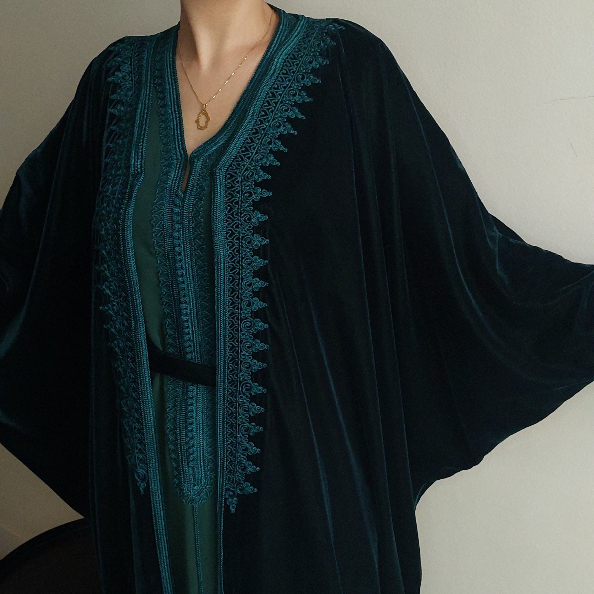 Velvet Embroidered Kaftan main image 1