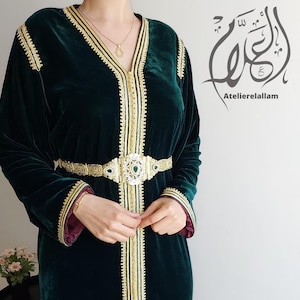 Moroccan Silk velvet caftan, Embroidered kaftan, Nikah dress, Traditional dress, Kuftan, Engagement dress, Gift for her, Abaya, Summer dress