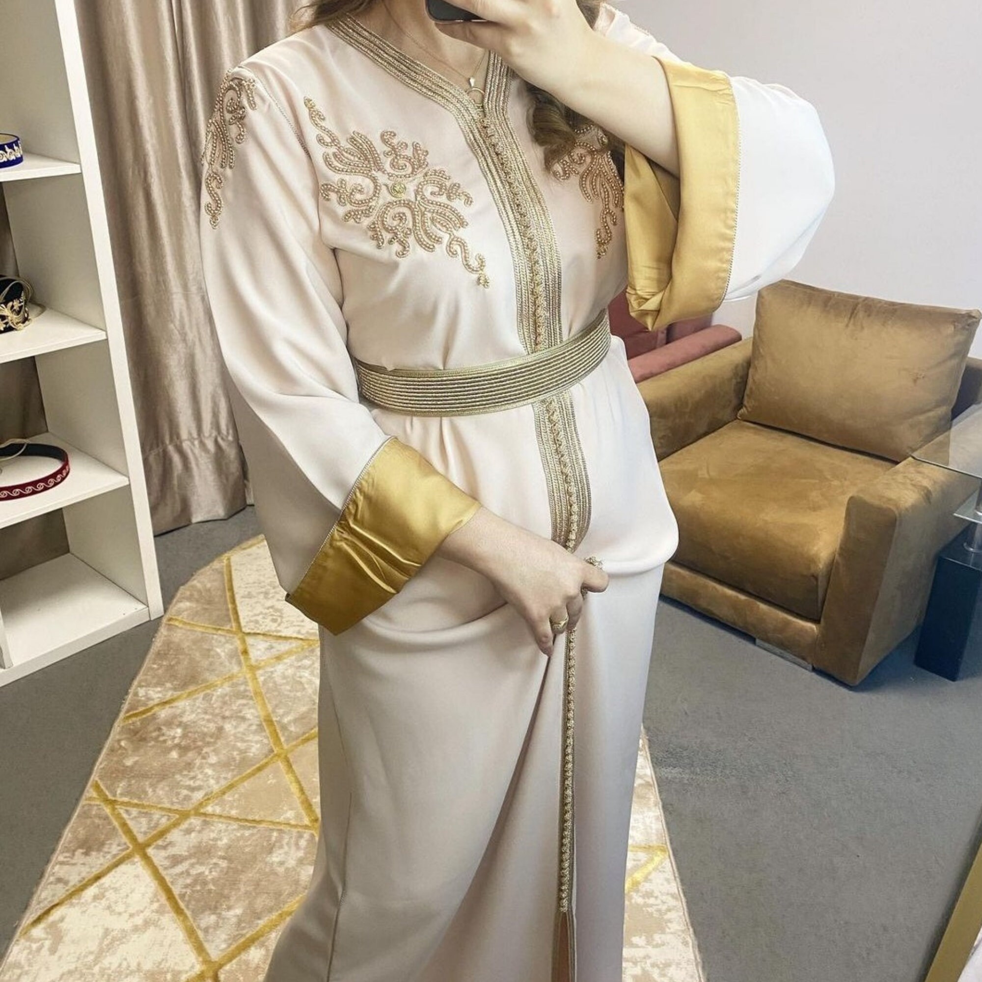 Elegant Moroccan Caftan, Embroidered Kaftan, Engagement Moroccan Dress ...