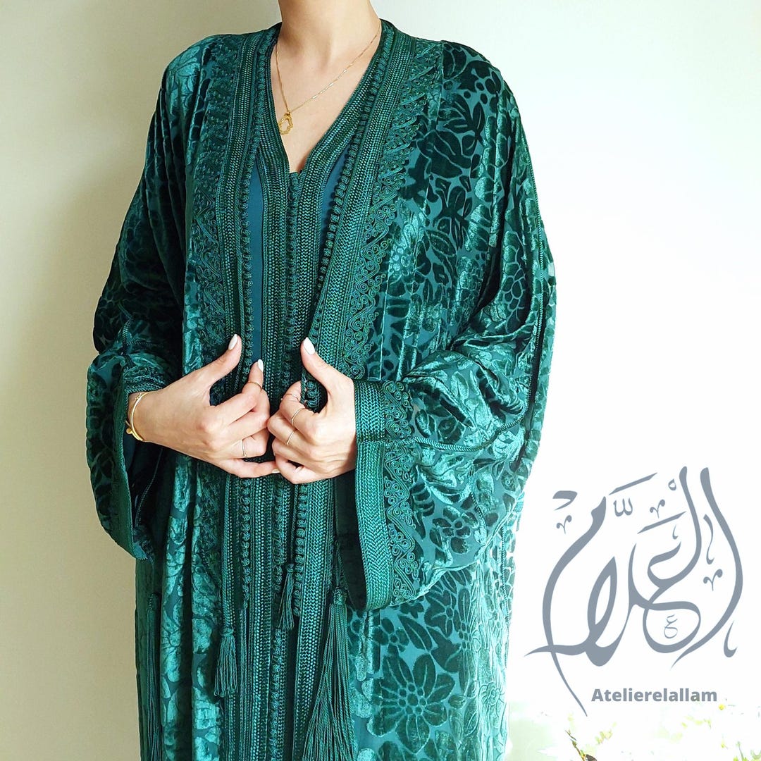 Deep Emerald Green Silk Velvet Caftan "new Ramadan 2026 Collection ...