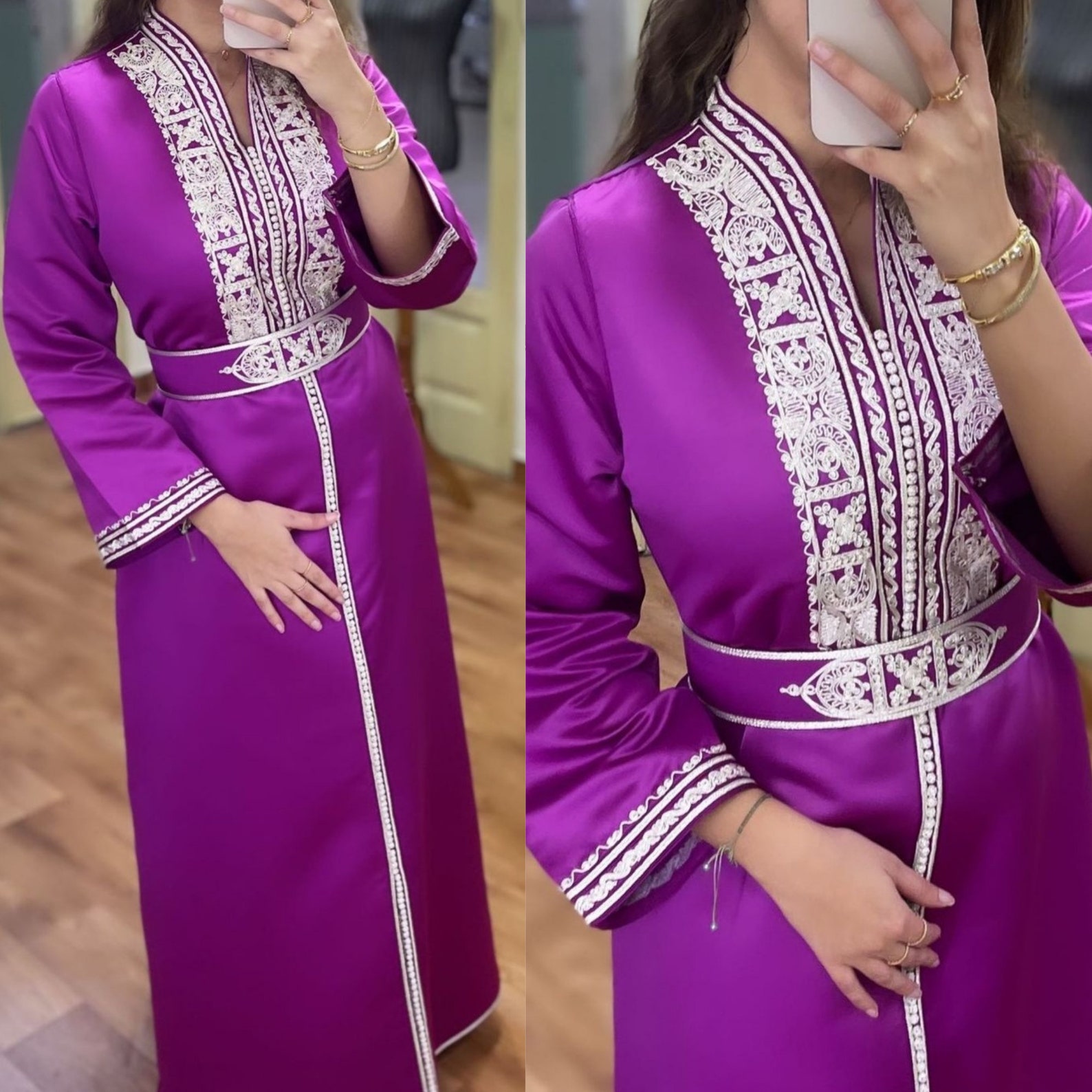 Moroccan Wedding Caftan, Embroidered Kaftan, Wedding Guest Kuftan ...