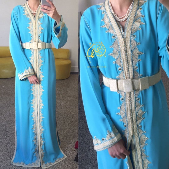 Moroccan Takchita Mekhzania Wedding Kaftan Embroidered Beaded