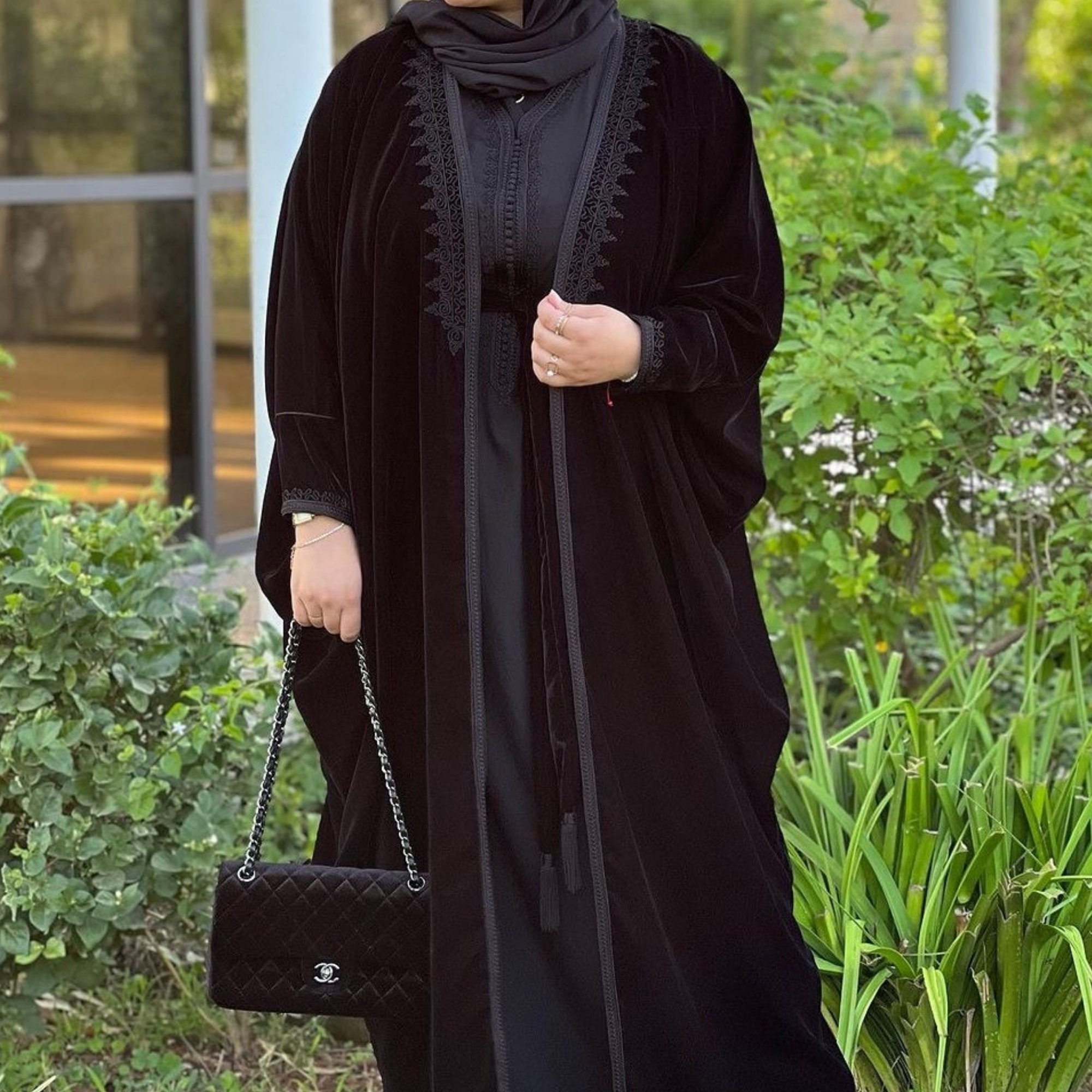 Emerald Green Velvet Moroccan Caftan, Embroidered 2 Pieces Kaftan ...