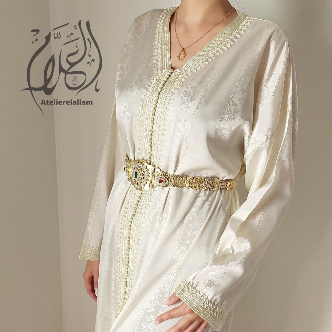 Moroccan Jawhara Caftan, off White Bride Kaftan, Moroccan Dress With ...