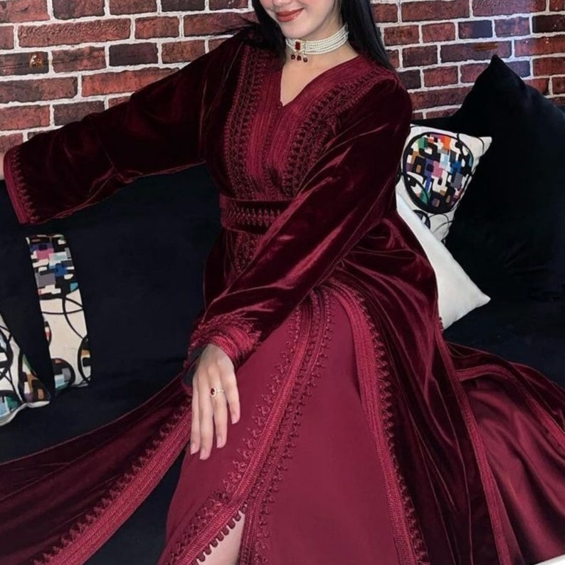 Takchita Caftan Black Velvet Wedding Gown Mother + Daughter Combo Set