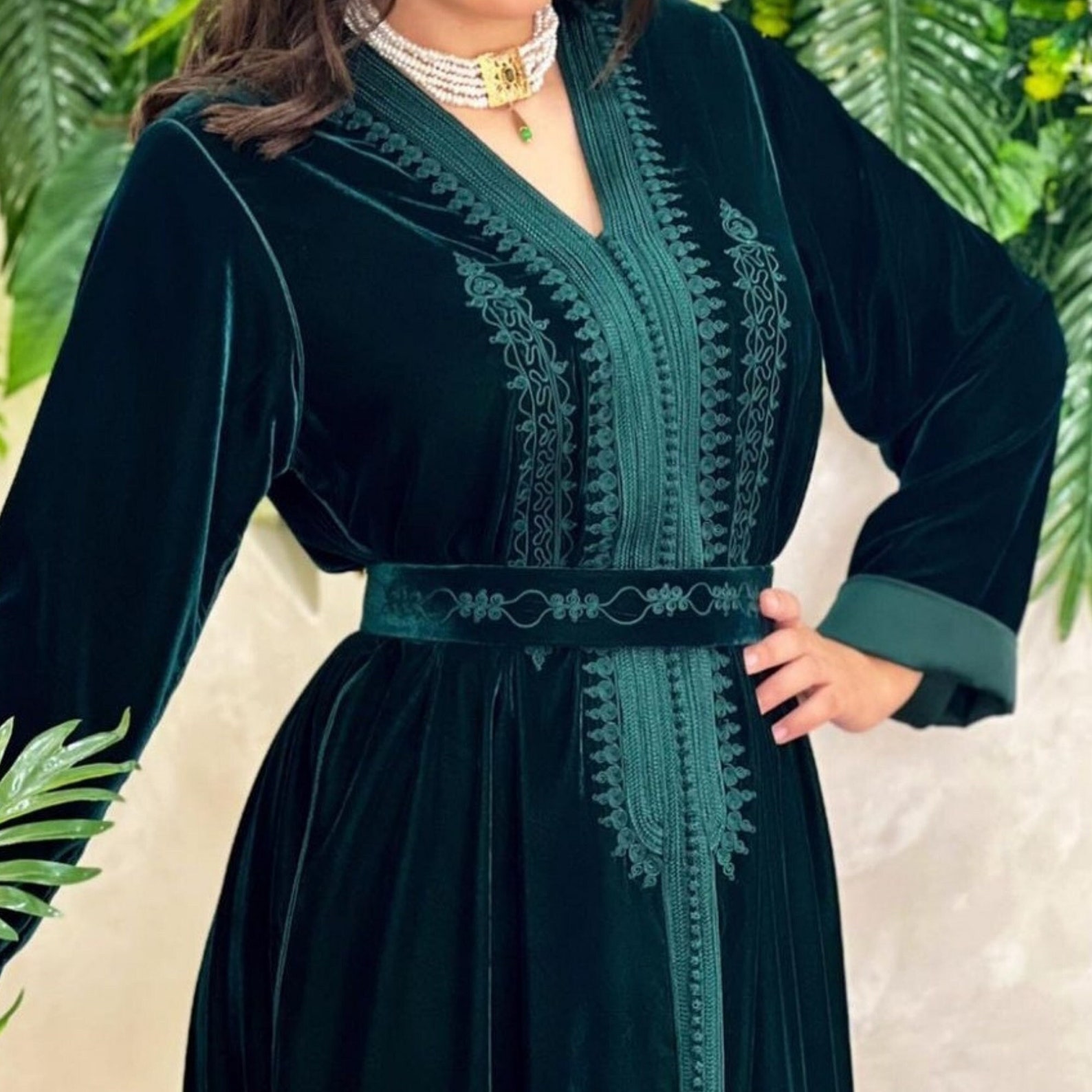 Moroccan Silk Velvet Caftan, Wedding Guest Kaftan, Womens Velvet Dress ...