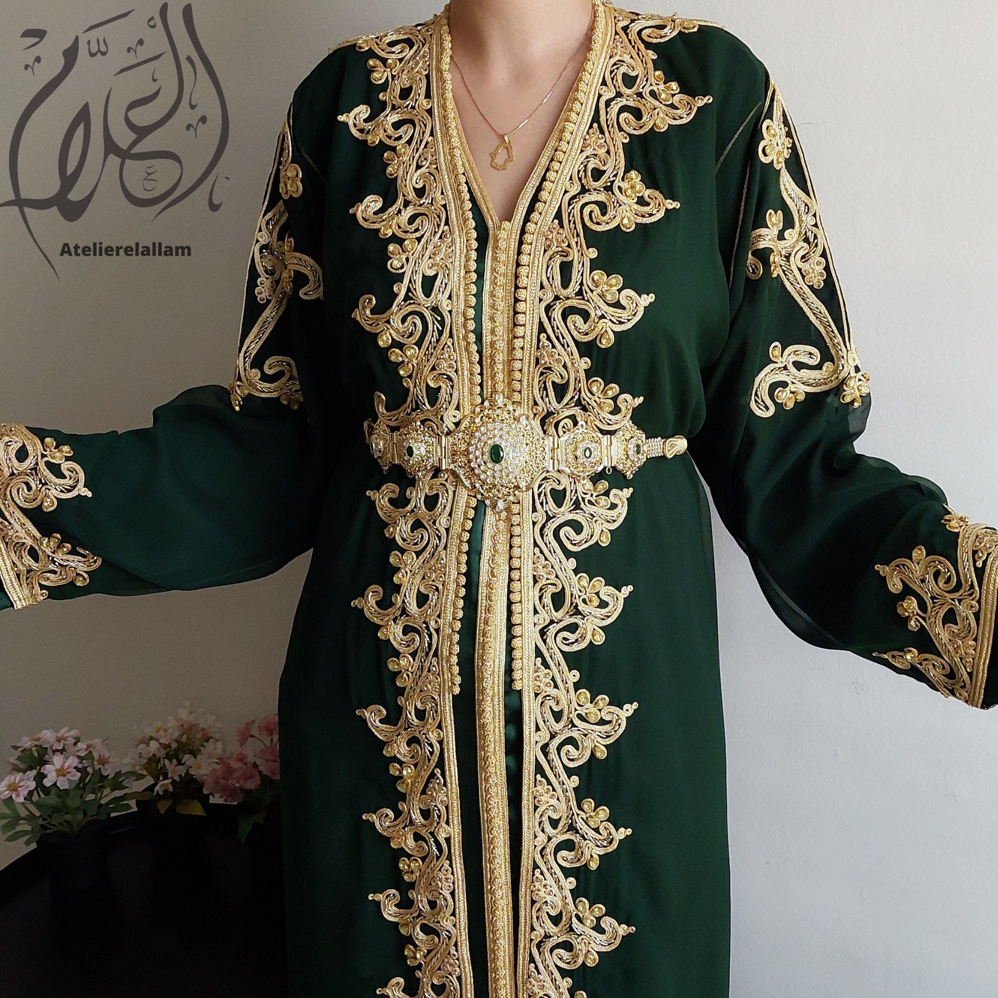 Royal Green Moroccan Bride Takchita, Wedding Guest Kaftan, Engagement ...