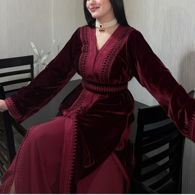 Designer Takchita Caftan Black Velvet Wedding Gown