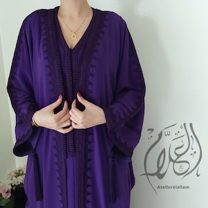 Moroccan purple caftan, 2 Pieces kaftan, Nikah dress, Arabic dress, Moroccan wedding kuftan, Abaya, Gift for her, Gandoura, New 2025 kuftan.
