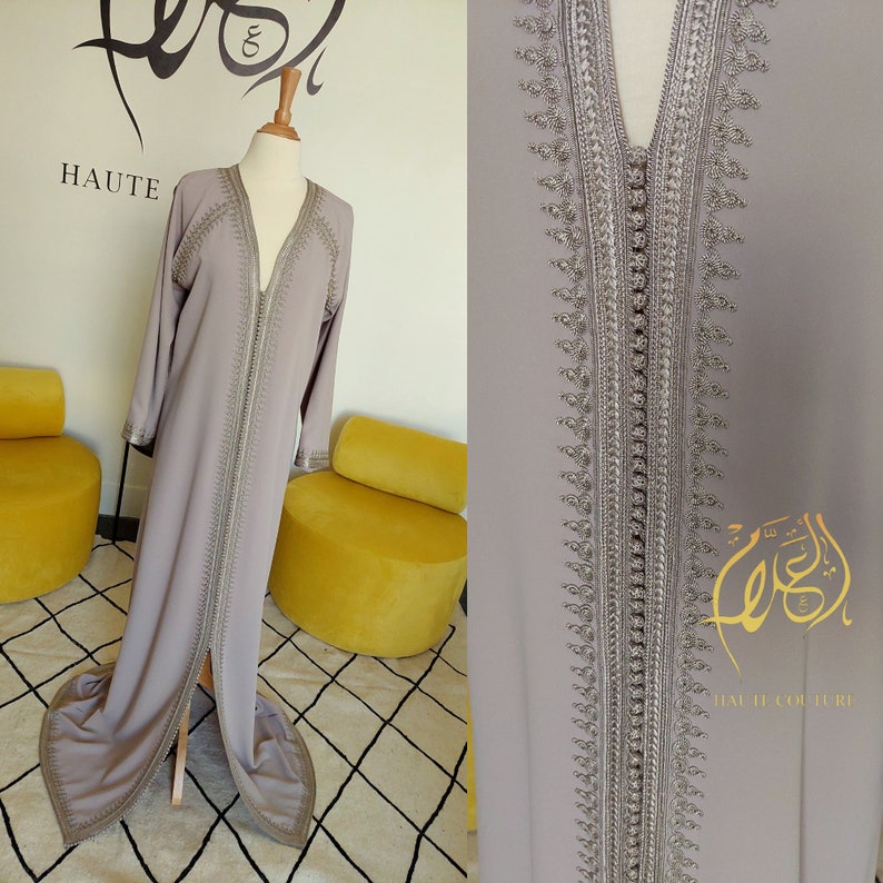 Nude Wedding Caftan, Moroccan Kaftan, Engagement Dress, Fall Caftan