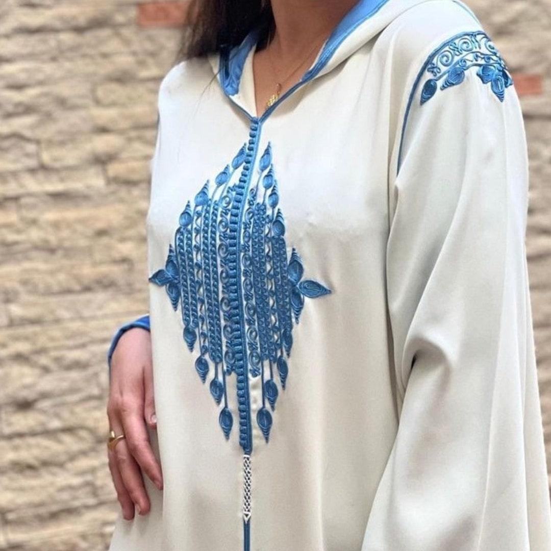 Moroccan Summer Jellaba Embroidered Bridal Djellaba Moroccan Dress Arabic Dress Nikah Dress Gift for Her Classy White Hooded Caftan. Etsy