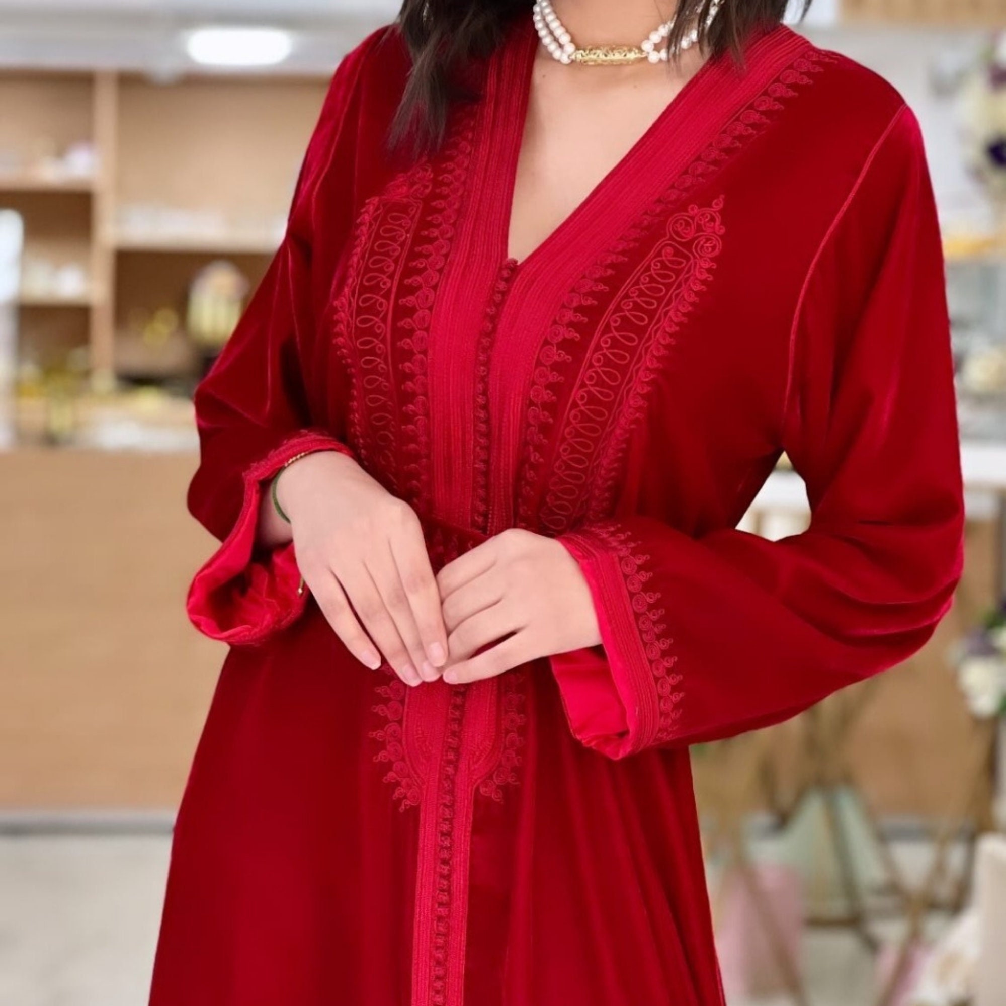 Moroccan Silk Velvet Caftan, Wedding Guest Kaftan, Womens Velvet Dress ...