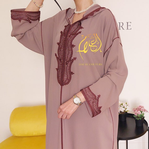 Classy Handmade Moroccan Djellaba Embroidered Jallaba Eid Al Adha Outfit Hooded Caftan Abaya Gift for Her Arabic Dress Islamic Dress. Etsy