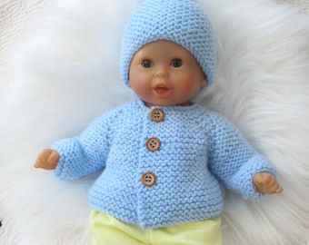 Knitted Jacket, Hat and Boots/Booties/Socks to fit 12 inch baby doll such as Corolle/Corolla 30cm/Corolla or micro Preemie - FULL SET