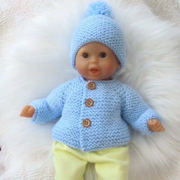 Knitted Jacket, Hat and Boots/Booties/Socks to fit 12 inch baby doll such as Corolle/Corolla 30cm/Corolla or micro Preemie - FULL SET