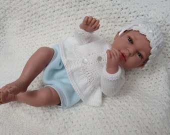 Knit Cardigan/Jacket and Hat for Reborn/Preemie/Doll 14/15 inches length