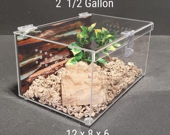 Reptile Enclosure, Tarantula Cage, 2 1/2 Gallon Size, Gecko, Terrarium