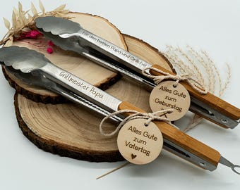 Pinzas de barbacoa personalizadas, regalo para hombre, accesorio de barbacoa, regalo grabado, decoración sostenible, regalo de barbacoa, Día del Padre, inauguración de la casa