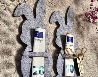 Easter money gift, felt Easter bunny, small sustainable gift, Easter nest decoration, handmade, sweet Easter gift