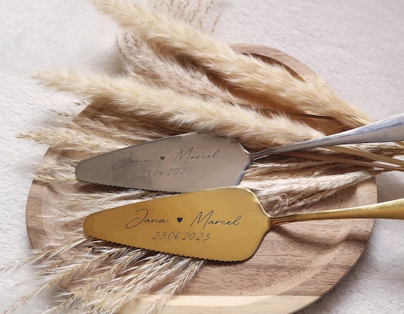 Personalisierter Tortenheber Gravur, Hochzeitsgeschenk Silber Gold, Kuchenserver mit Namen"