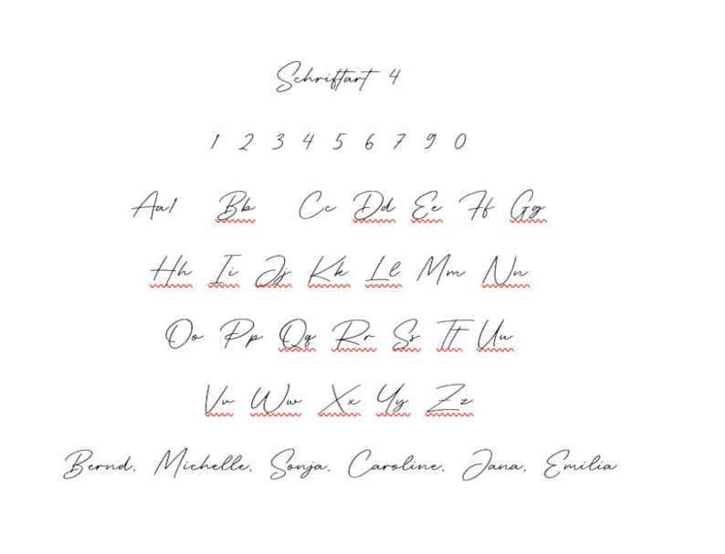 Erhältlich in dieser Schriftart für eine persönliche Note.