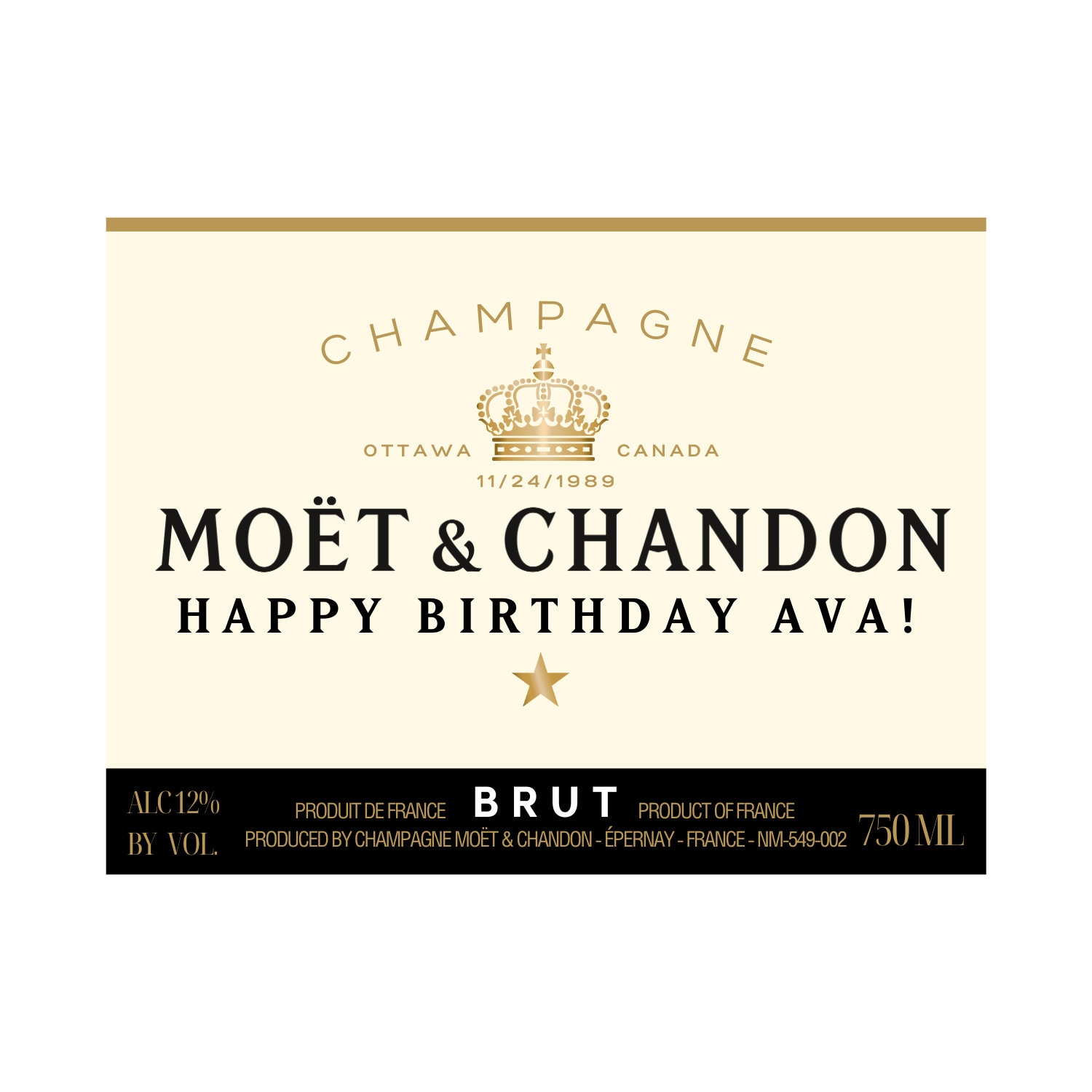 6 x Moët & Chandon Champagne 750ml Complimentary Label With Picture AN – My  Brand And Me