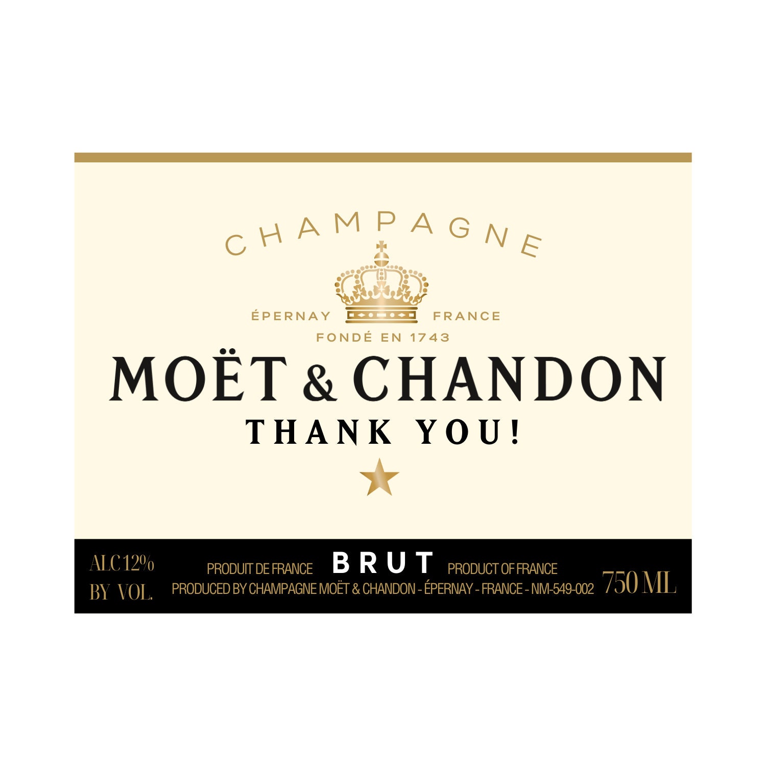 Personalised Moet White Champagne Bottle Label Happy Birthday Wedding New  Home Name Age
