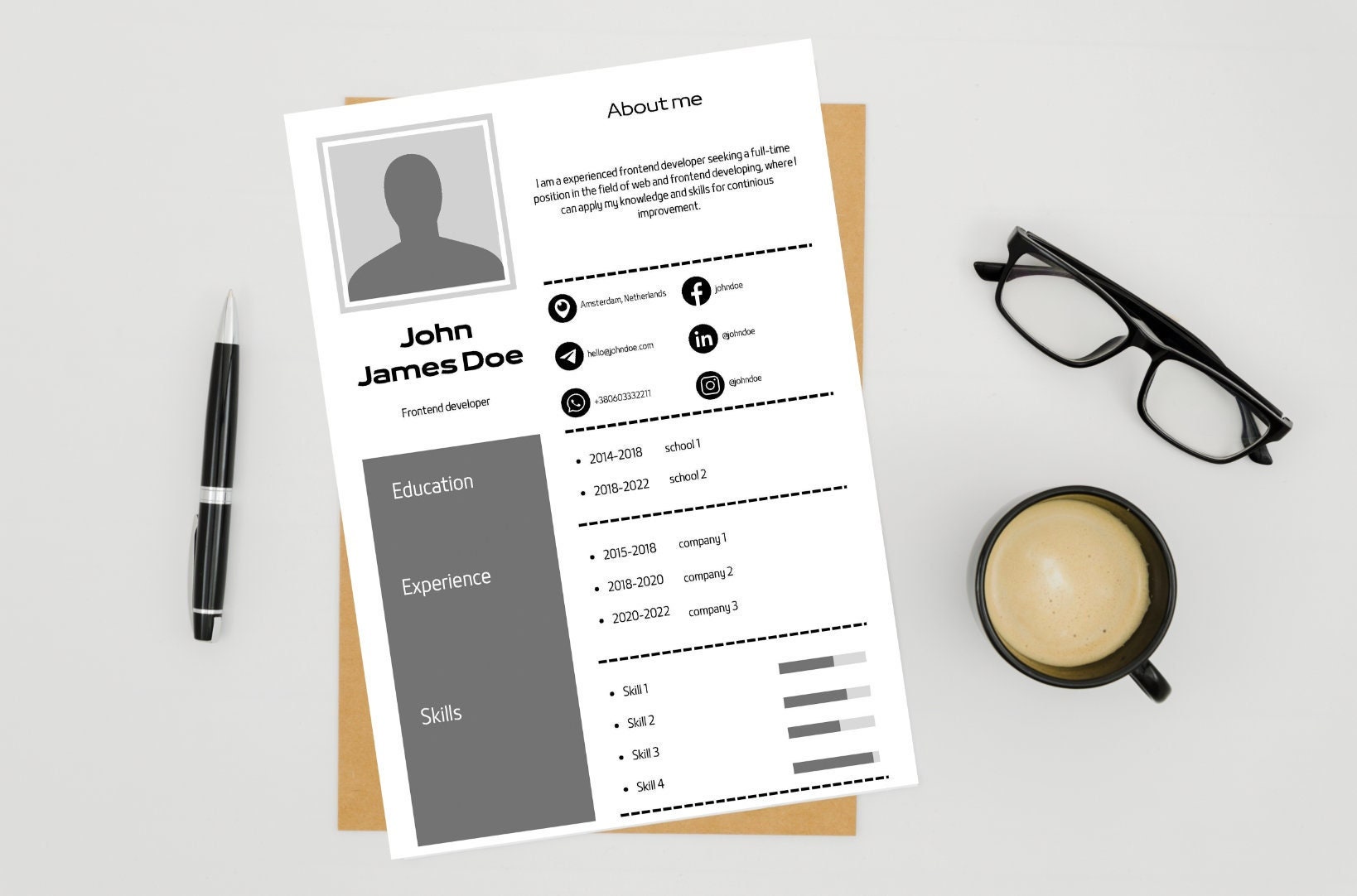 CV Template Resume on Canva, Simple and Proffesional. - Etsy
