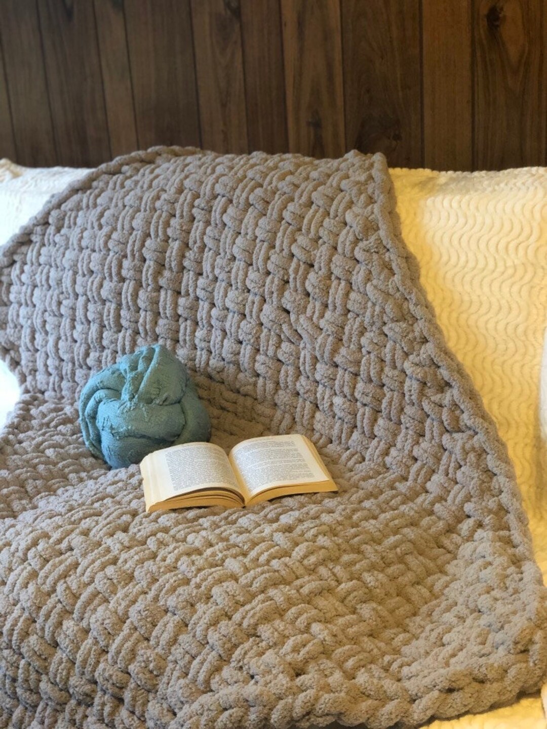 Fluffy Crochet Throw . Knit Weighted Blanket . Chunky Crochet Blanket