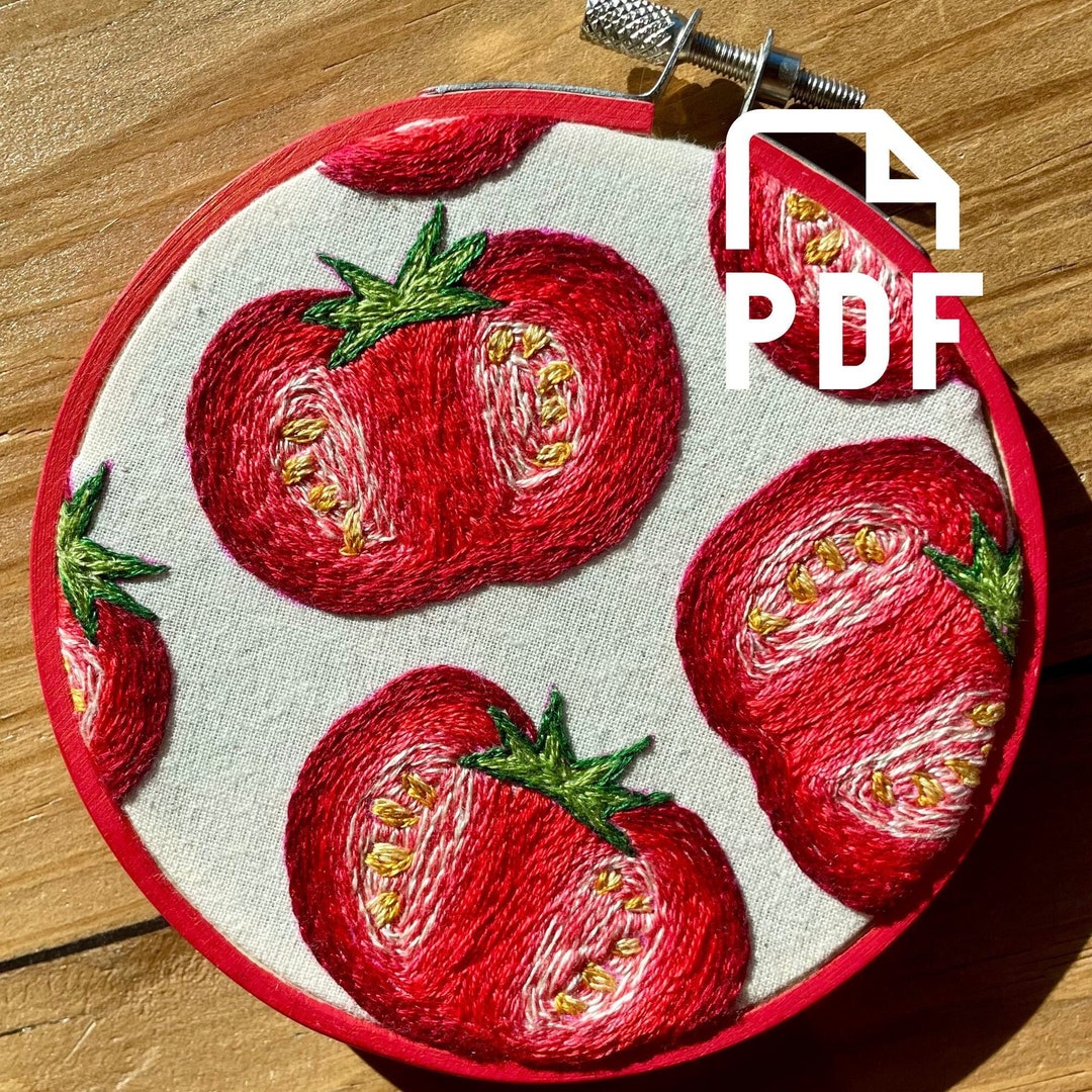 Digital PDF Pattern Farmers Market Tomato Hand Embroidery Pattern PDF ...