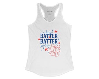 Hey Batter Batter Baseball Tank Top, Women's Racerback, Game Day Apparel