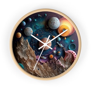 Space Wall Clock | Educational Clock | Home Decoration | Galaxy Art | Solar System Clock