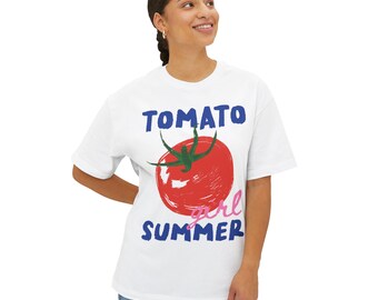 Tomato Girl Summer Graphic Tee, Oversized Boxy Fit, Garden Lover Shirt