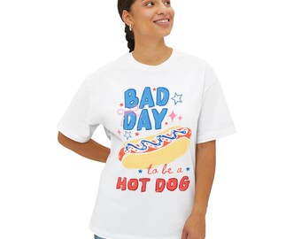 Bad Day Hot Dog Shirt, Funny Food Pun Graphic Tee, Oversized Unisex T-Shirt