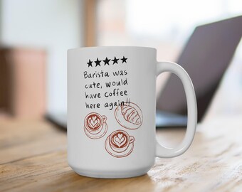 Barista Five Star Review Coffee Mug, Funny Latte Art Ceramic Cup