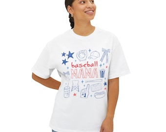 Baseball Mama Graphic Tee, Game Day Oversized Boxy Shirt