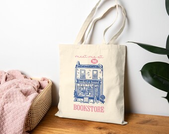 Book Lover Tote Bag, Bookstore Graphic Canvas Tote, Reader Gift, Librarian Gift, Book Club Gift, Aesthetic Tote Bag for Women