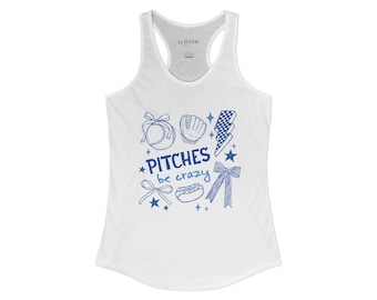 Baseball Tank Top Women, Funny Baseball Shirt, Pitches Be Crazy Racerback Tank, Baseball Mom Shirt, Game Day Tank, Softball Shirt
