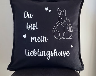 Kissenhülle landhaus Stil 50 x 50 cm schwarz, weiß , Ostern , Liebe