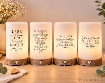 LED Lampen Outdoor  Indoor batteriebetrieben und Timer Sprüche Tischlampe Nachlicht Mama Papa Oma Opa Freundin Sommer
