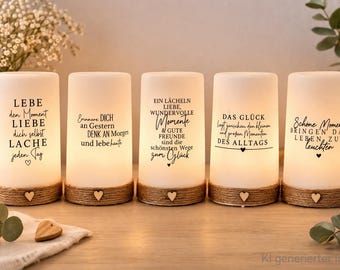 LED Lampen Outdoor  Indoor batteriebetrieben und Timer Sprüche Tischlampe Nachlicht Mama Papa Oma Opa Freundin Sommer
