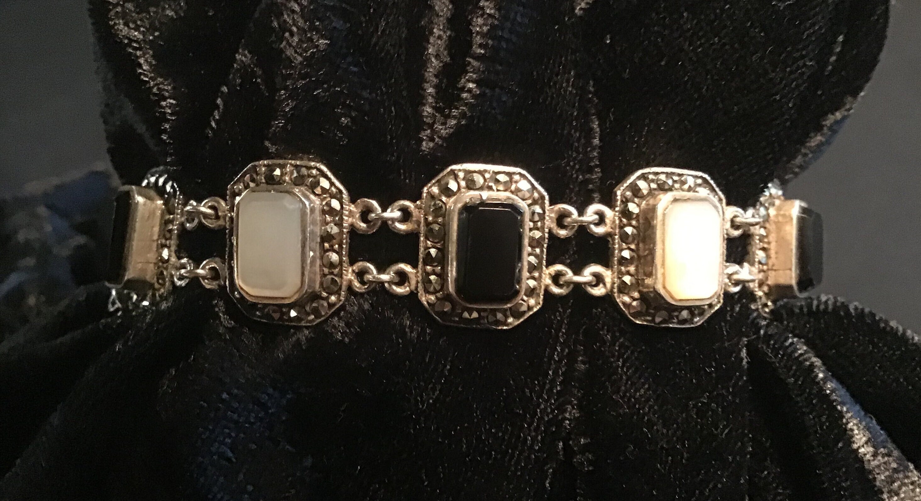 Argent, Argent sterling 925, onyx noir et marcassite