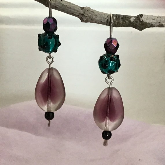 Awesome Sterling Purple & Turquoise Bohemian Glas… - image 4