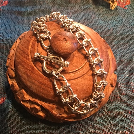 Very Cool Unique Large Link Sterling Toggle Bracel