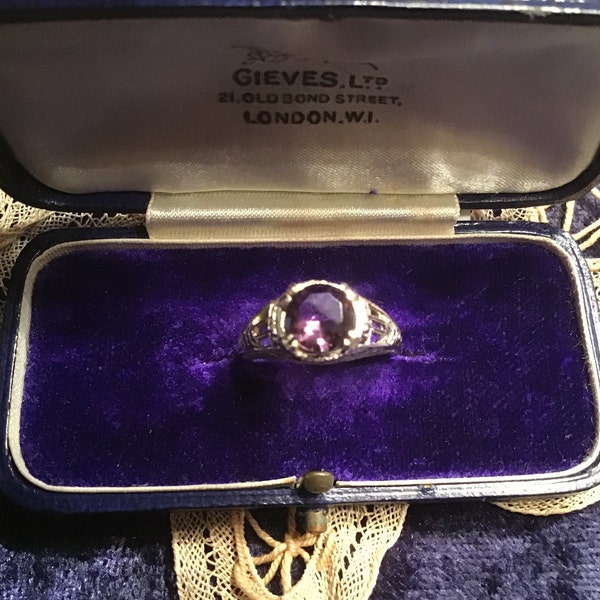 Lovely Petite Art Deco Revival Amethyst & Sterling Ring