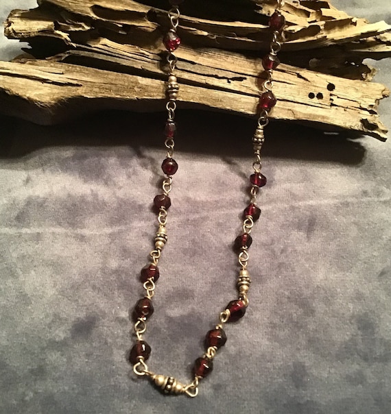 Lovely Silpada Garnet & Sterling Bead Station Neck