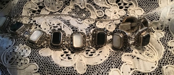 Gorgeous Art Deco Revival Onyx & Mother of Pearl … - image 9