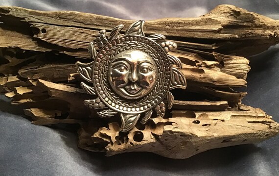 Very Cool Large Sterling Sun Brooch/Pendant - image 10