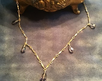 Vintage 14k Gold-Filled Amethyst Teardrop Necklace